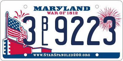 MD license plate 3BL9223