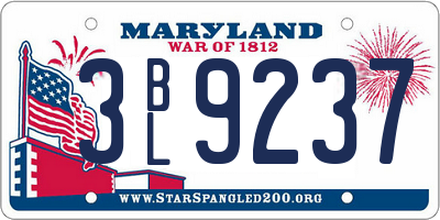 MD license plate 3BL9237