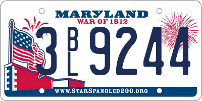 MD license plate 3BL9244