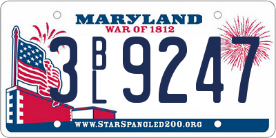 MD license plate 3BL9247