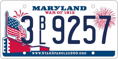 MD license plate 3BL9257
