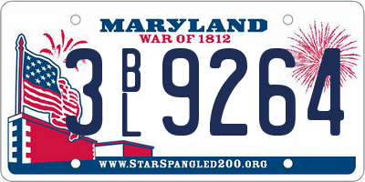 MD license plate 3BL9264