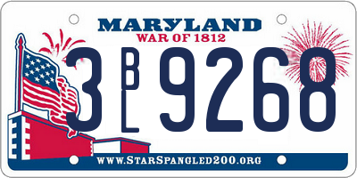 MD license plate 3BL9268