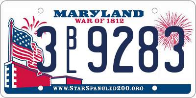 MD license plate 3BL9283