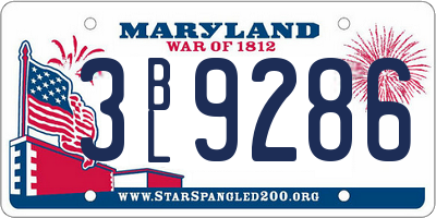 MD license plate 3BL9286