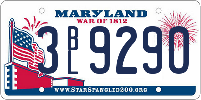 MD license plate 3BL9290
