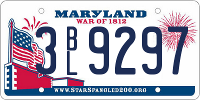 MD license plate 3BL9297