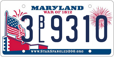 MD license plate 3BL9310