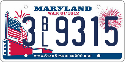 MD license plate 3BL9315