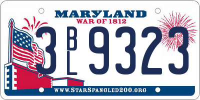 MD license plate 3BL9323