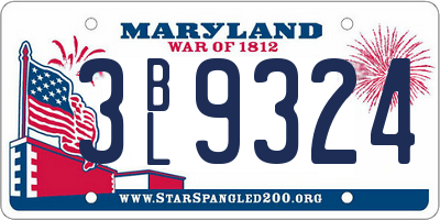 MD license plate 3BL9324