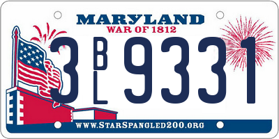 MD license plate 3BL9331