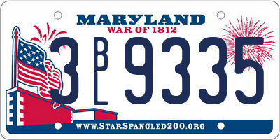 MD license plate 3BL9335