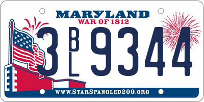 MD license plate 3BL9344