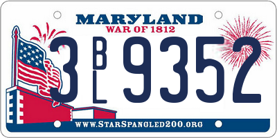 MD license plate 3BL9352