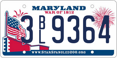 MD license plate 3BL9364