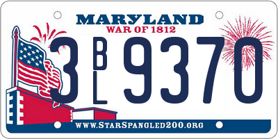 MD license plate 3BL9370
