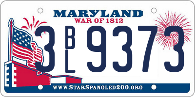 MD license plate 3BL9373