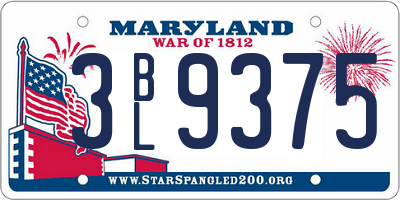 MD license plate 3BL9375