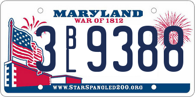 MD license plate 3BL9388