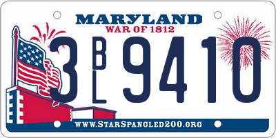 MD license plate 3BL9410
