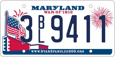 MD license plate 3BL9411