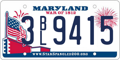 MD license plate 3BL9415