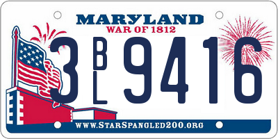 MD license plate 3BL9416