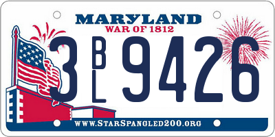MD license plate 3BL9426