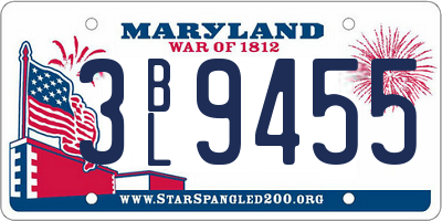 MD license plate 3BL9455