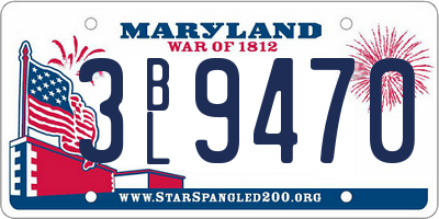 MD license plate 3BL9470