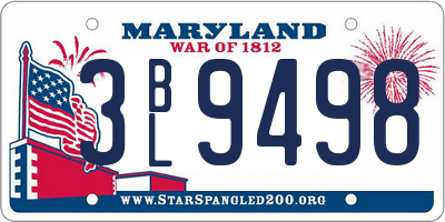 MD license plate 3BL9498