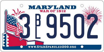 MD license plate 3BL9502