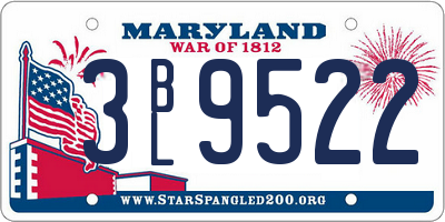 MD license plate 3BL9522