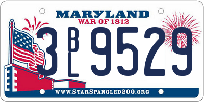 MD license plate 3BL9529