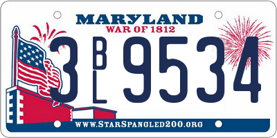 MD license plate 3BL9534
