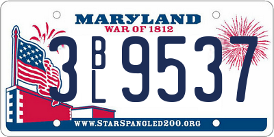 MD license plate 3BL9537