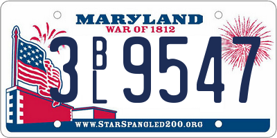 MD license plate 3BL9547