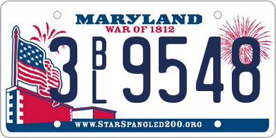 MD license plate 3BL9548
