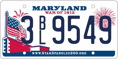 MD license plate 3BL9549