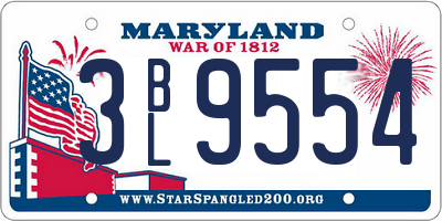 MD license plate 3BL9554