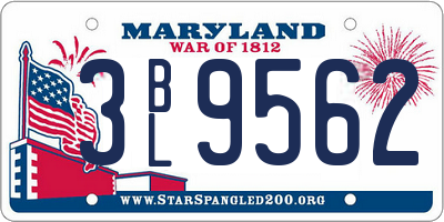 MD license plate 3BL9562