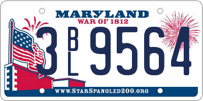 MD license plate 3BL9564