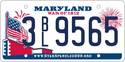 MD license plate 3BL9565
