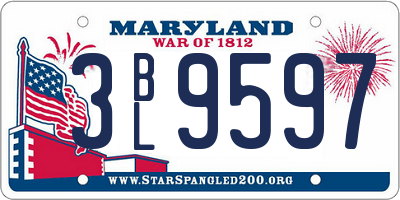MD license plate 3BL9597
