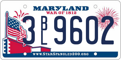 MD license plate 3BL9602