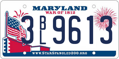 MD license plate 3BL9613