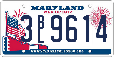 MD license plate 3BL9614