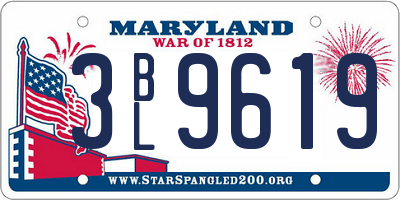 MD license plate 3BL9619
