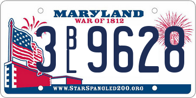 MD license plate 3BL9628